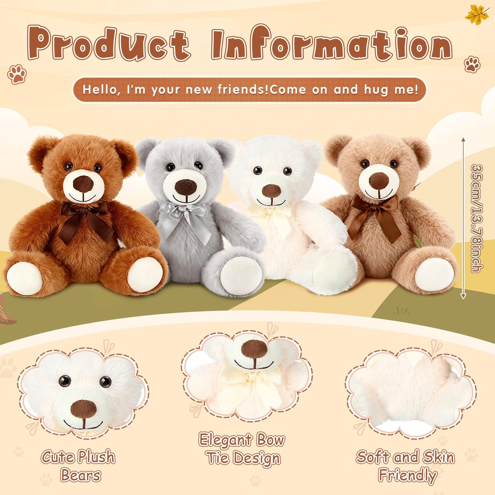 Teddy Bears - 35 cm 4 Pack