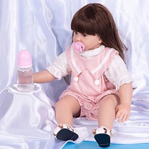 Reborn Baby Doll - 24 Inch Vinyl Cotton Body Pink Yarn Skirt Ages 3+