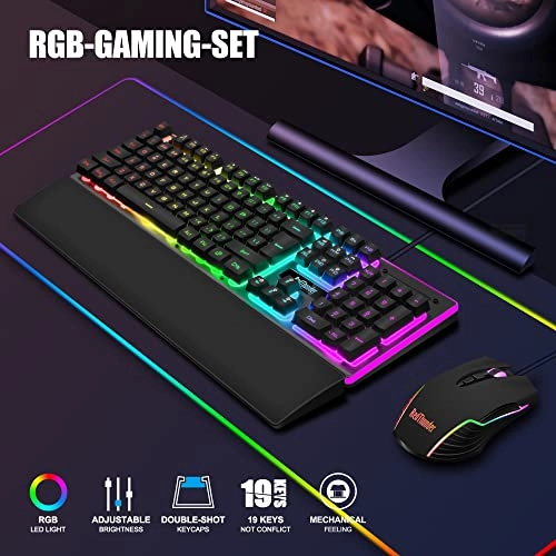 Gaming Keyboard + Gaming Mouse + Wrist Rest - Wired