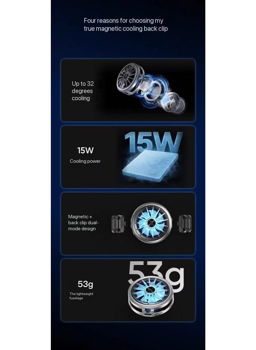 Cooling Back Clip PRO - Magnetic Clip Dual-Mode 32°C Cooling