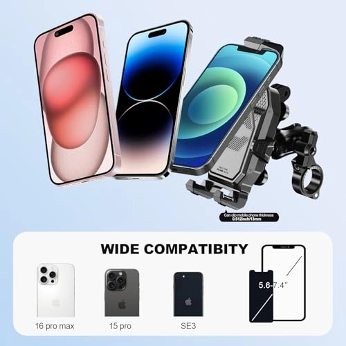 Anti-Theft Motorcycle Phone Mount - Handlebar 360 Rotation 4.0-7.0 Inch Smartphones