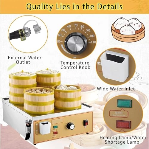 Electric Dim Sum Steamer - 2/4/6 hole 30-110C