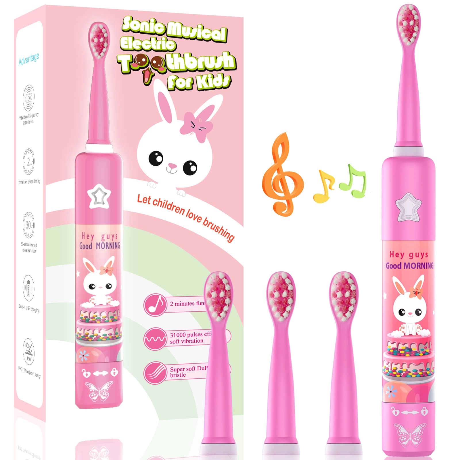 Sonic Electric Toothbrush - 5 Modes 3 Brush Heads