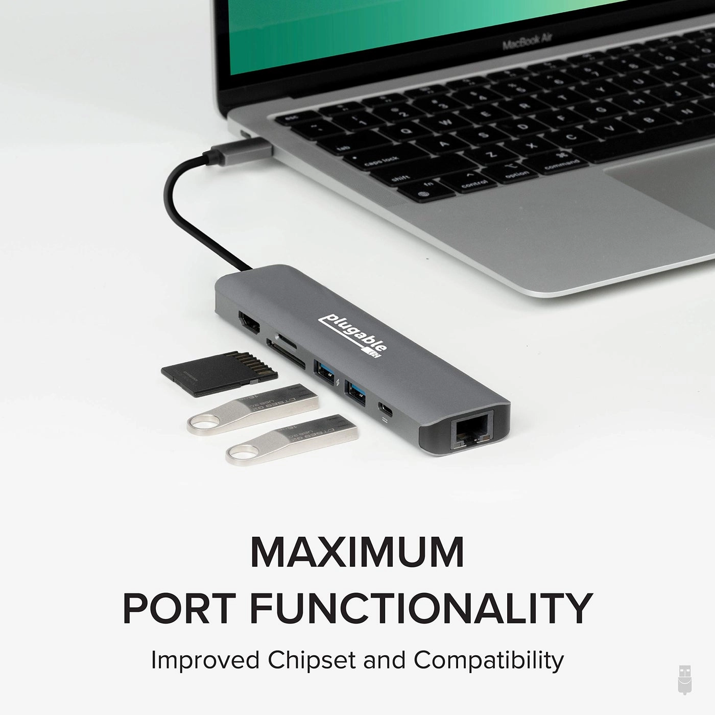 7-in-1 USB C Hub - 4K60Hz HDMI 100W Charging Ethernet