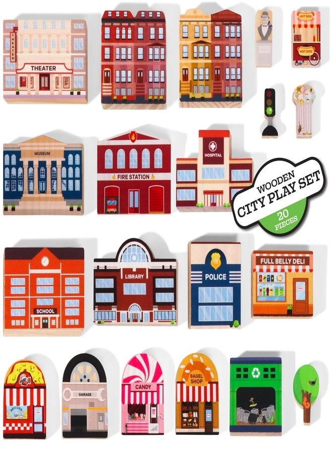 ZANY TRAINS Wooden City Play Set - 20pcs