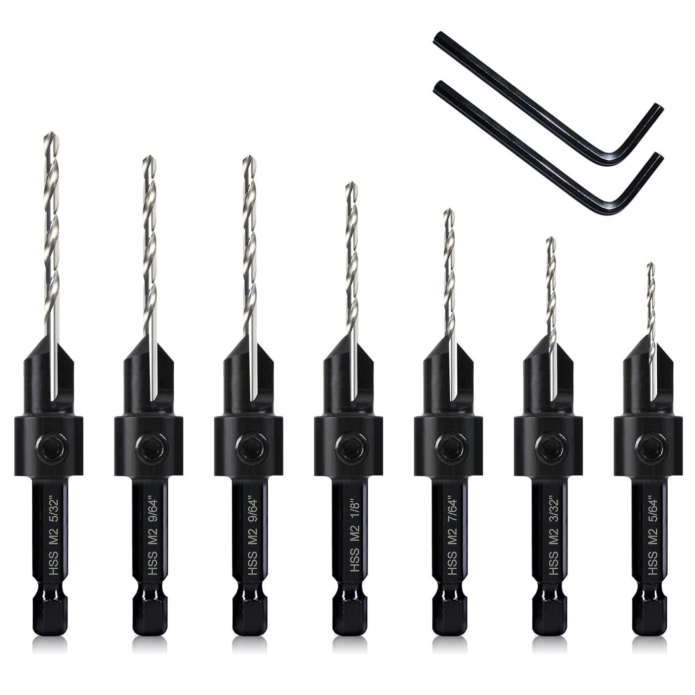 DECKRKAT Countersink Drill Bit Set - 7-Piece M2 82-Degree