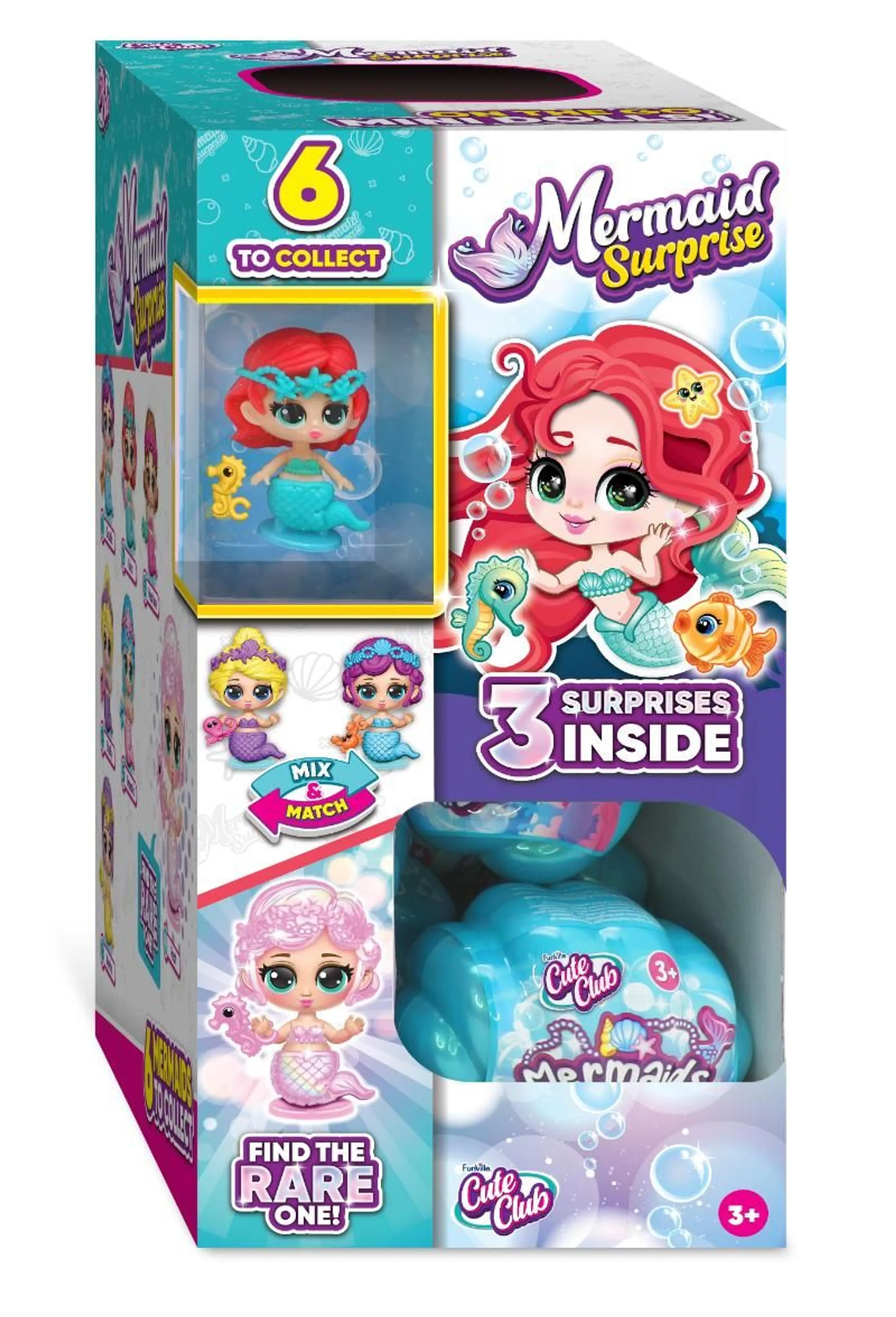 Funville Cute Club Mermaid Collectible - 6 Assorted Color & Style May Vary Ages 3+