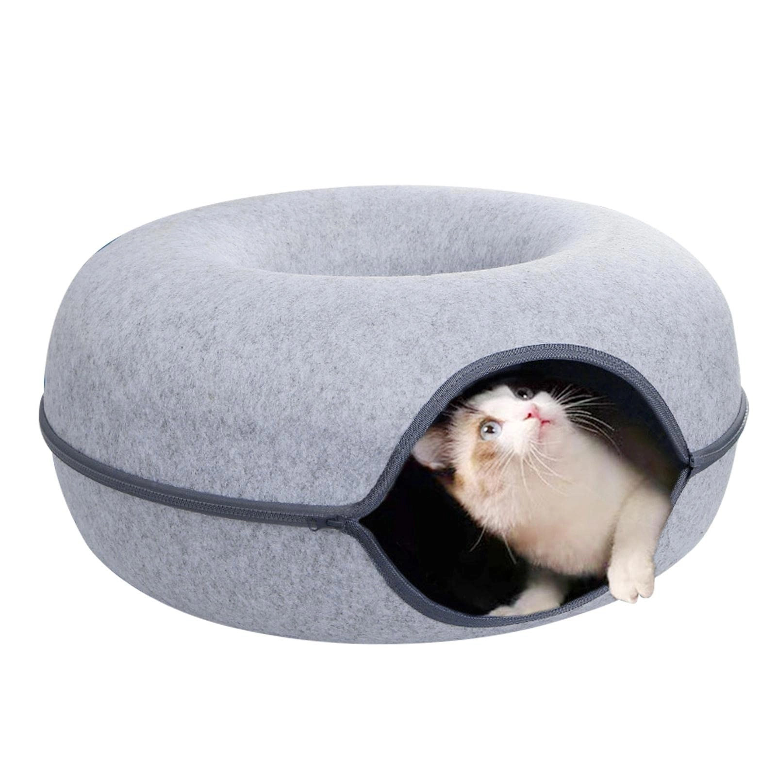 JDYHW Cat Tunnel Bed - Detachable Round Felt
