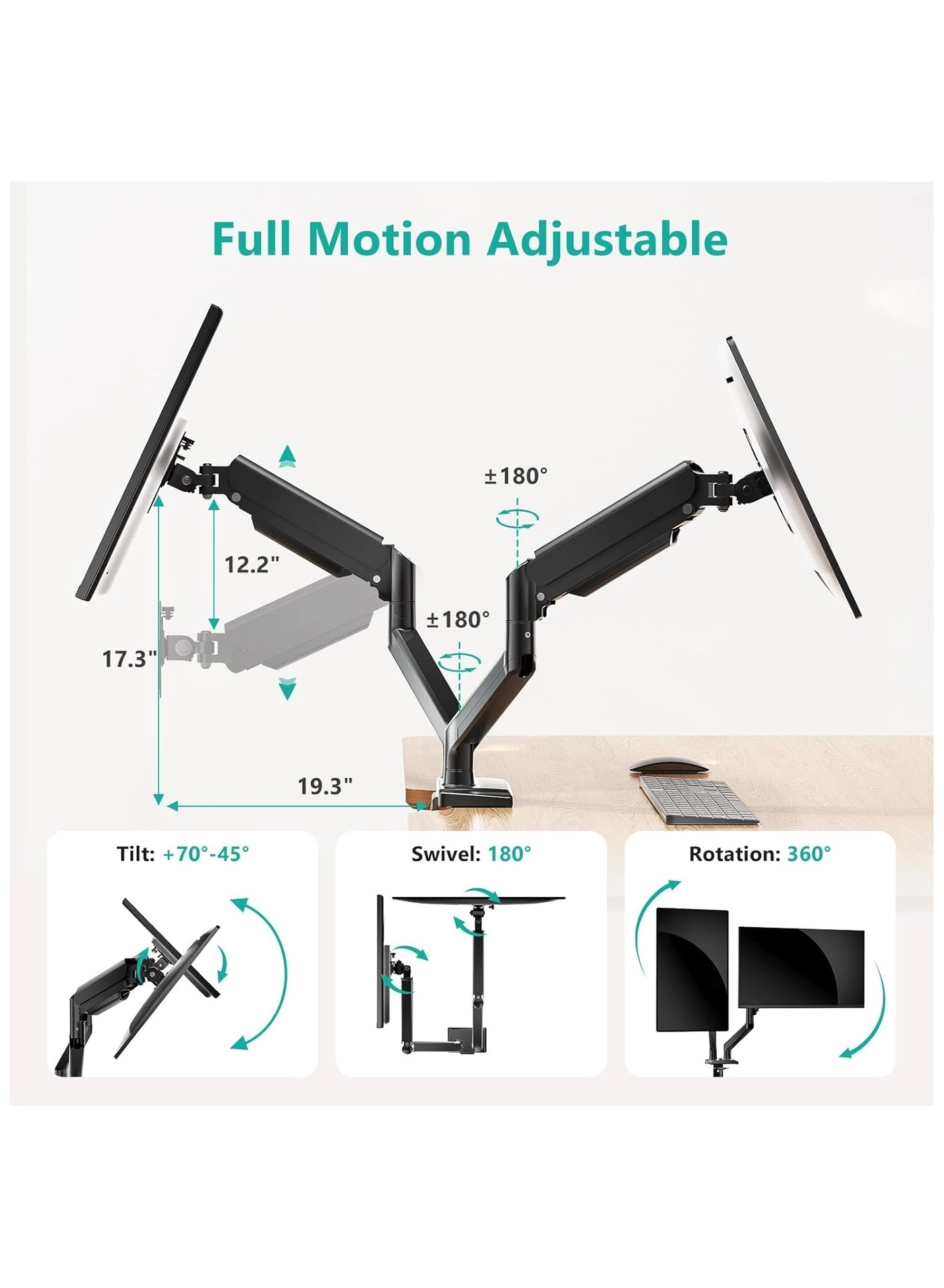 Dual Monitor Mount - 2 Monitors 32" 100x100mm