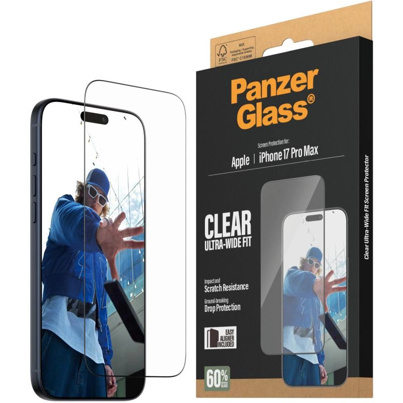 Ultra Wide Fit Clear Tempered Glass Screen Protector for iPhone 16 Plus