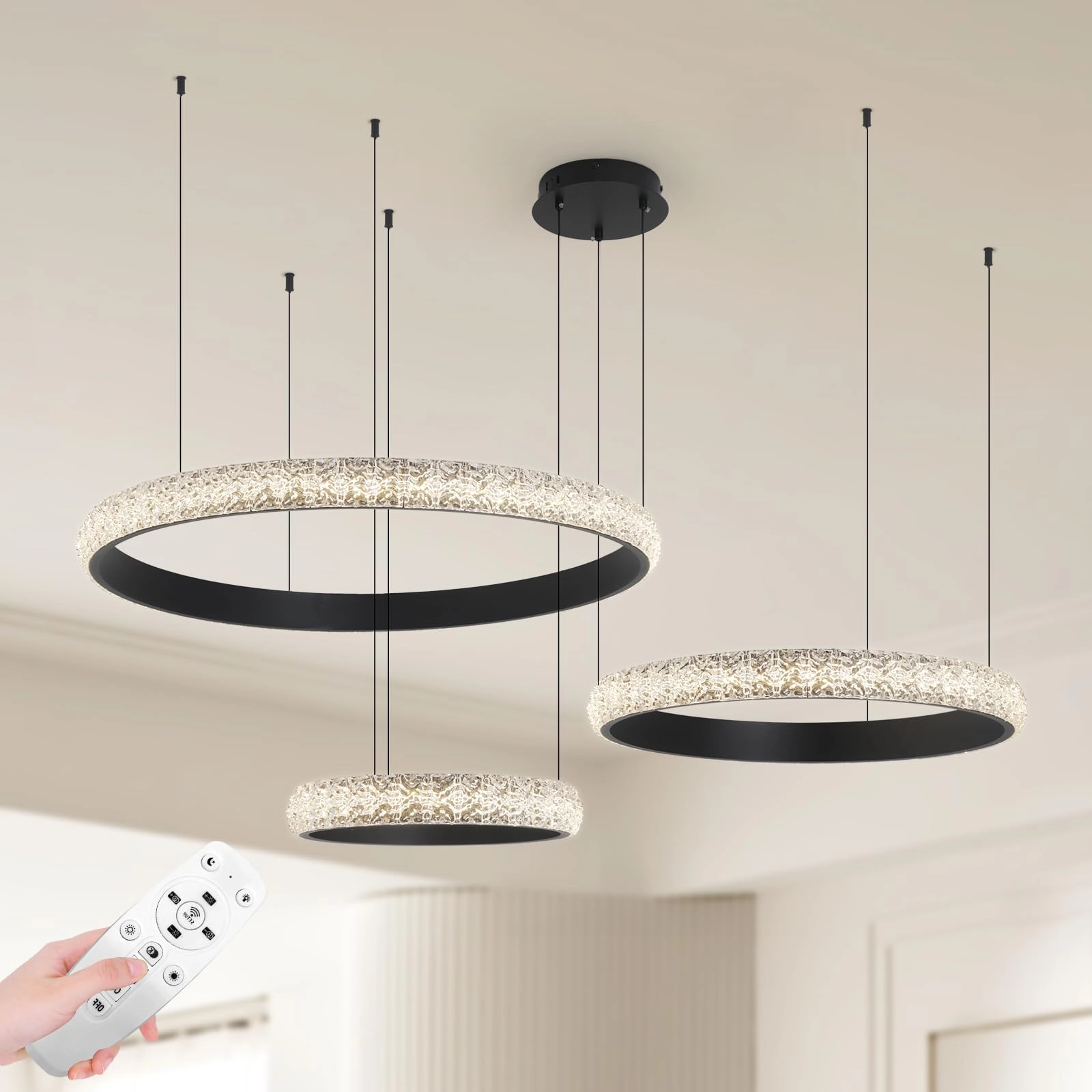 Modern LED Chandelier - 3000K-6000K Dimmable