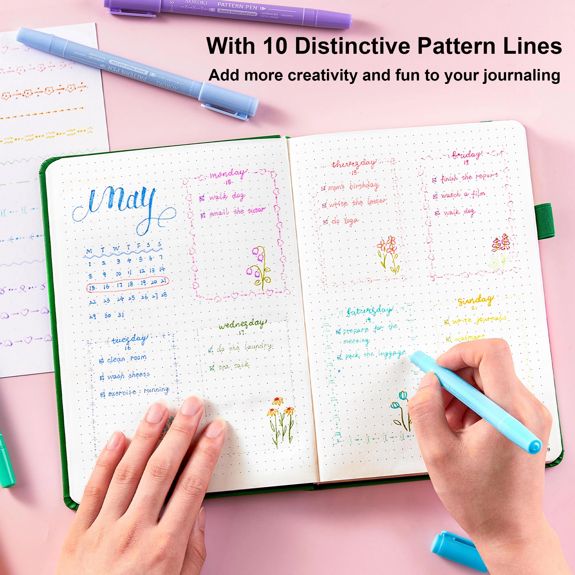 Curve Highlighter Pen - Multicolor Pattern Tip + Fine Tip