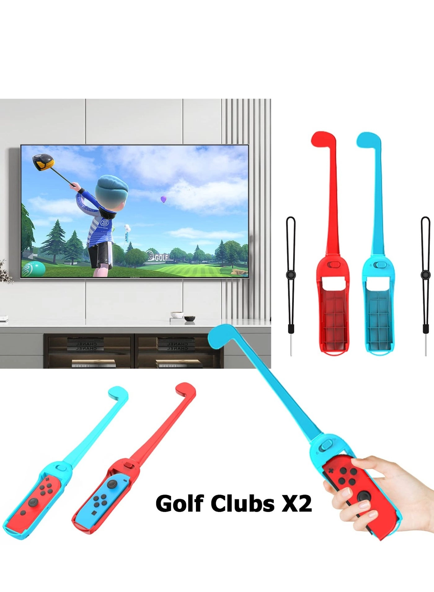 Tennis Racket + Controller Grips + Racing Wheel + Golf Club + Drum Stick + Fishing Rod - Nintendo Switch