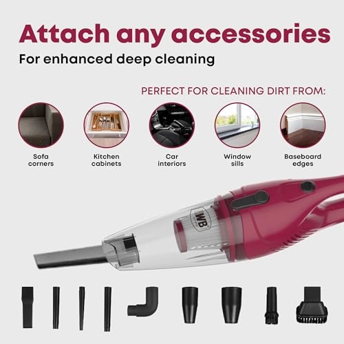 2-in-1 Handheld Stick Vacuum Cleaner - 600W 17000Pa 0.8L