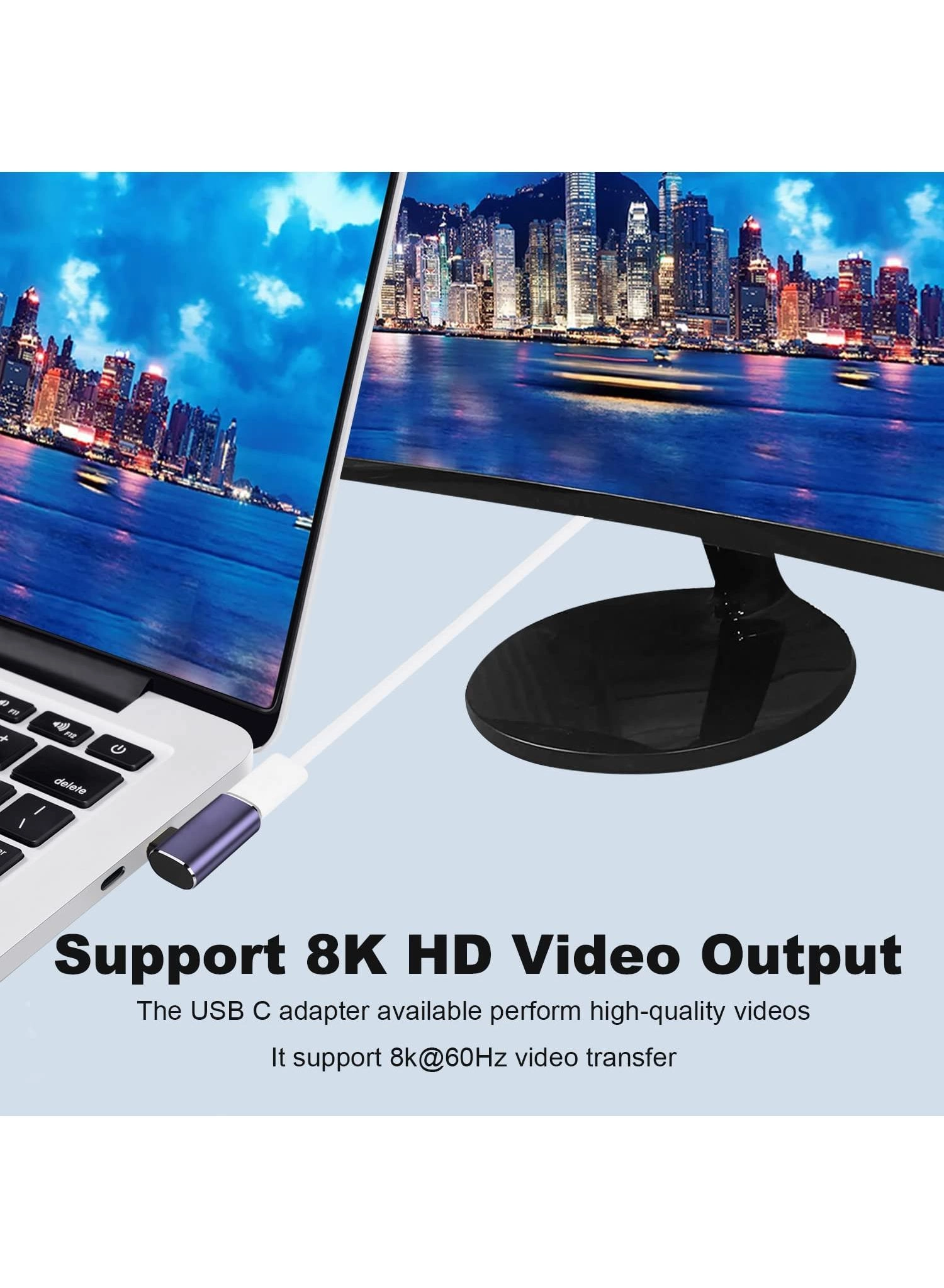 Right Angle USB C Adapter - USB-C to USB-C 90 Degree 100W