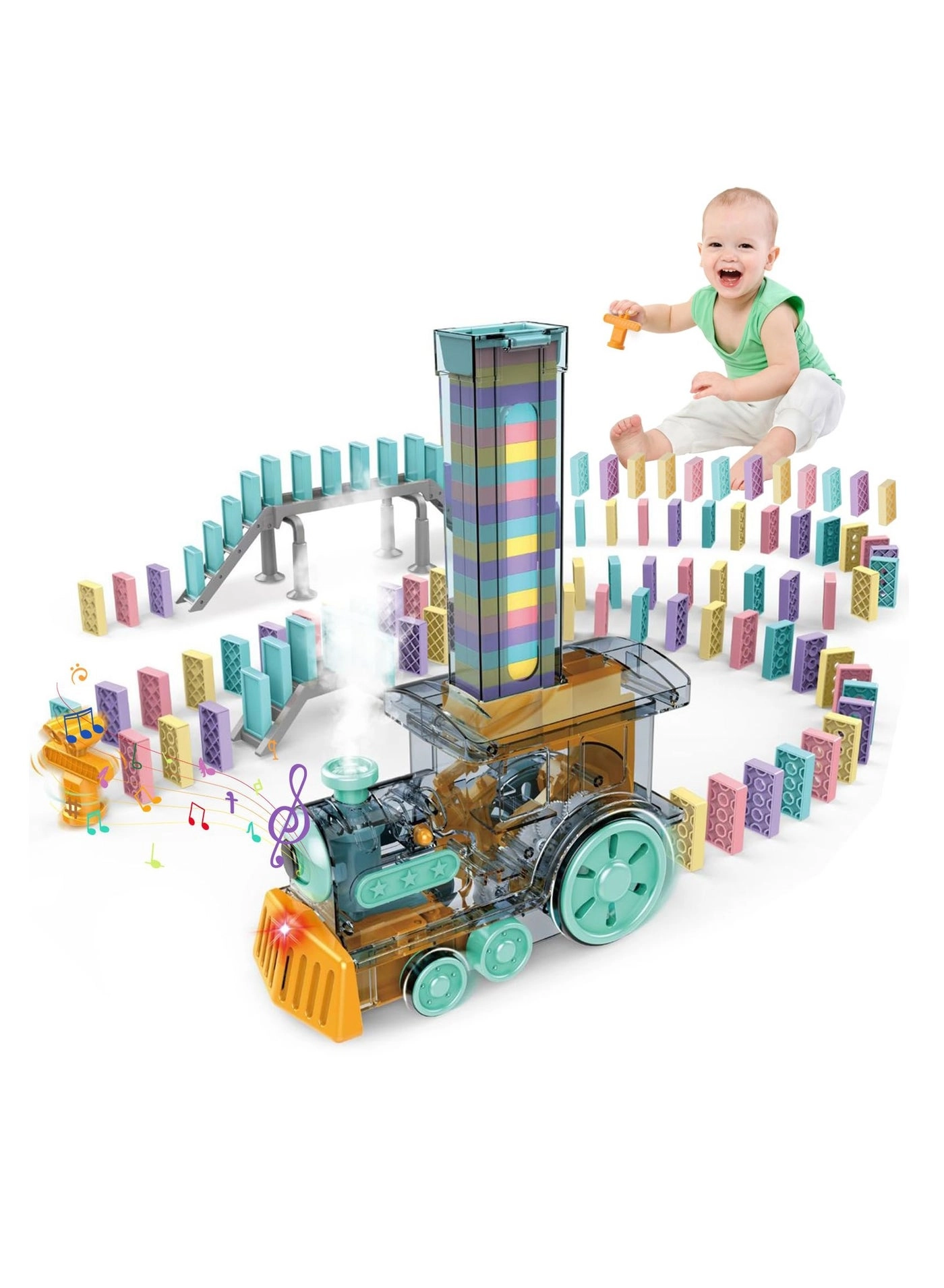 Generic Electric Domino Train - Sounds & Lights Stacking Blocks