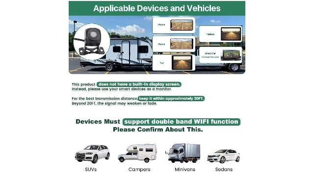 FHD1080P Wireless Backup Camera - Night vision