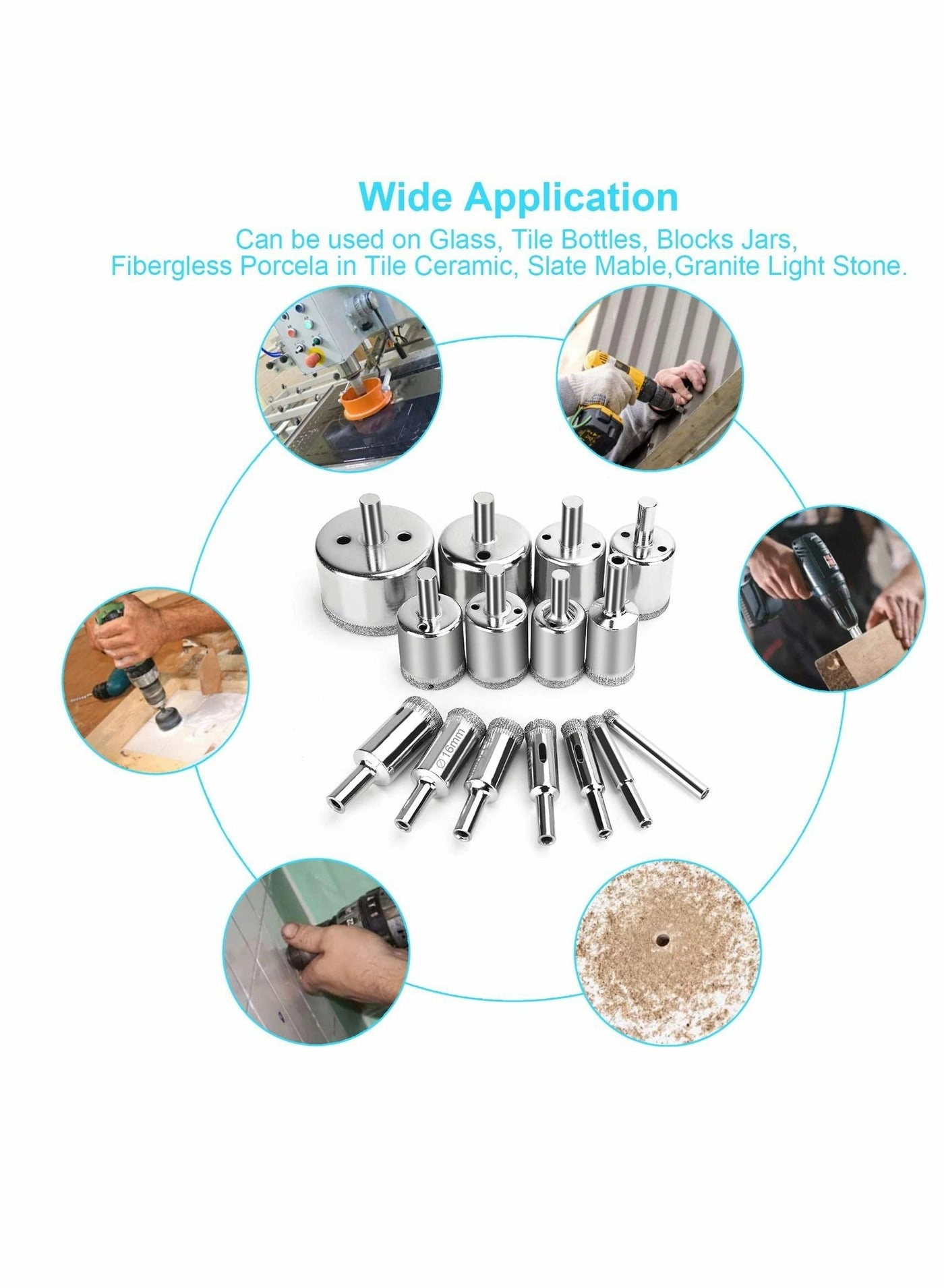 Diamond Drill Bits - 15 Pcs 6mm-50mm Kit