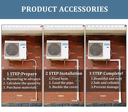 Line Set Cover Kit - fits for most mini split or central AC system ranging from 7000 BTU to 24000 BTU