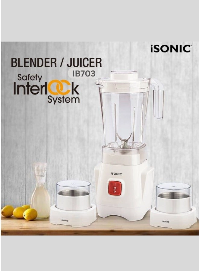iB 703 - 3 IN 1 BLENDER - Grinder and Chopper attachments, Unbreakable jar
