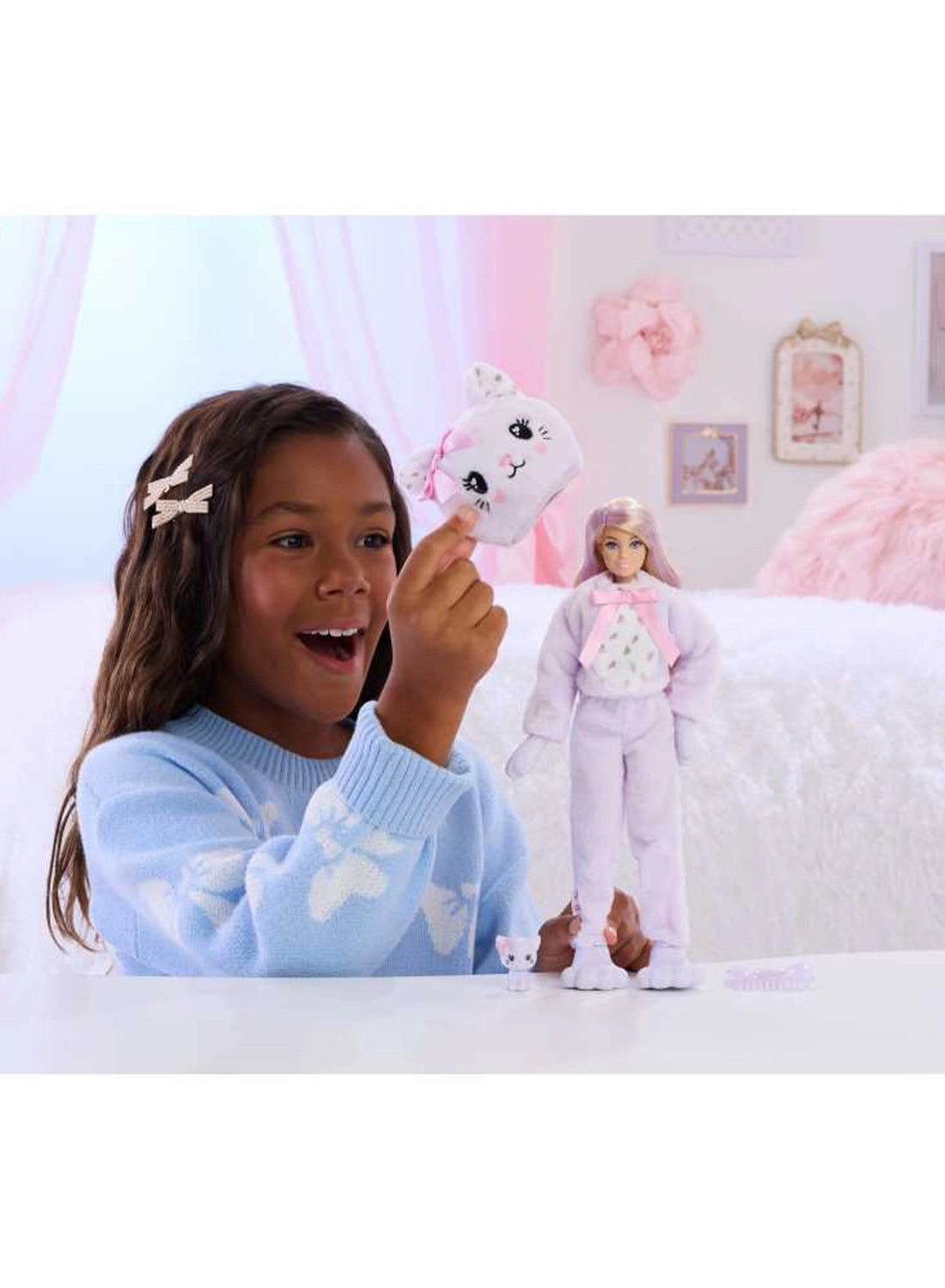 Barbie Cutie Reveal - JJP64 + Cuddly Series Kitten - 10 Surprises