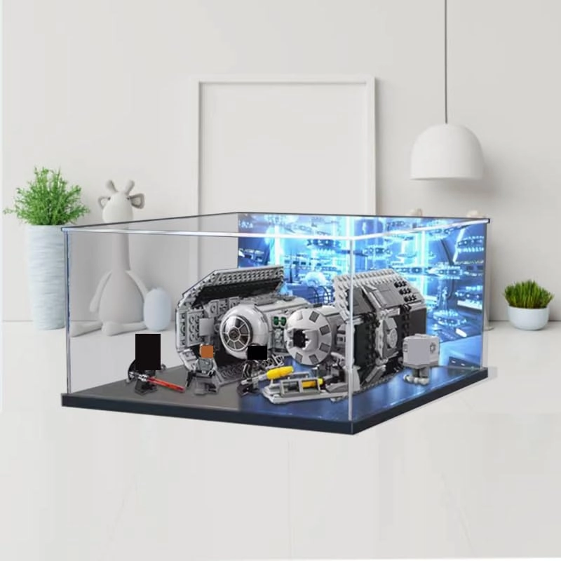 Clear Acrylic Display Case - Black Bottom+background 9.84x9.84x5.90in.