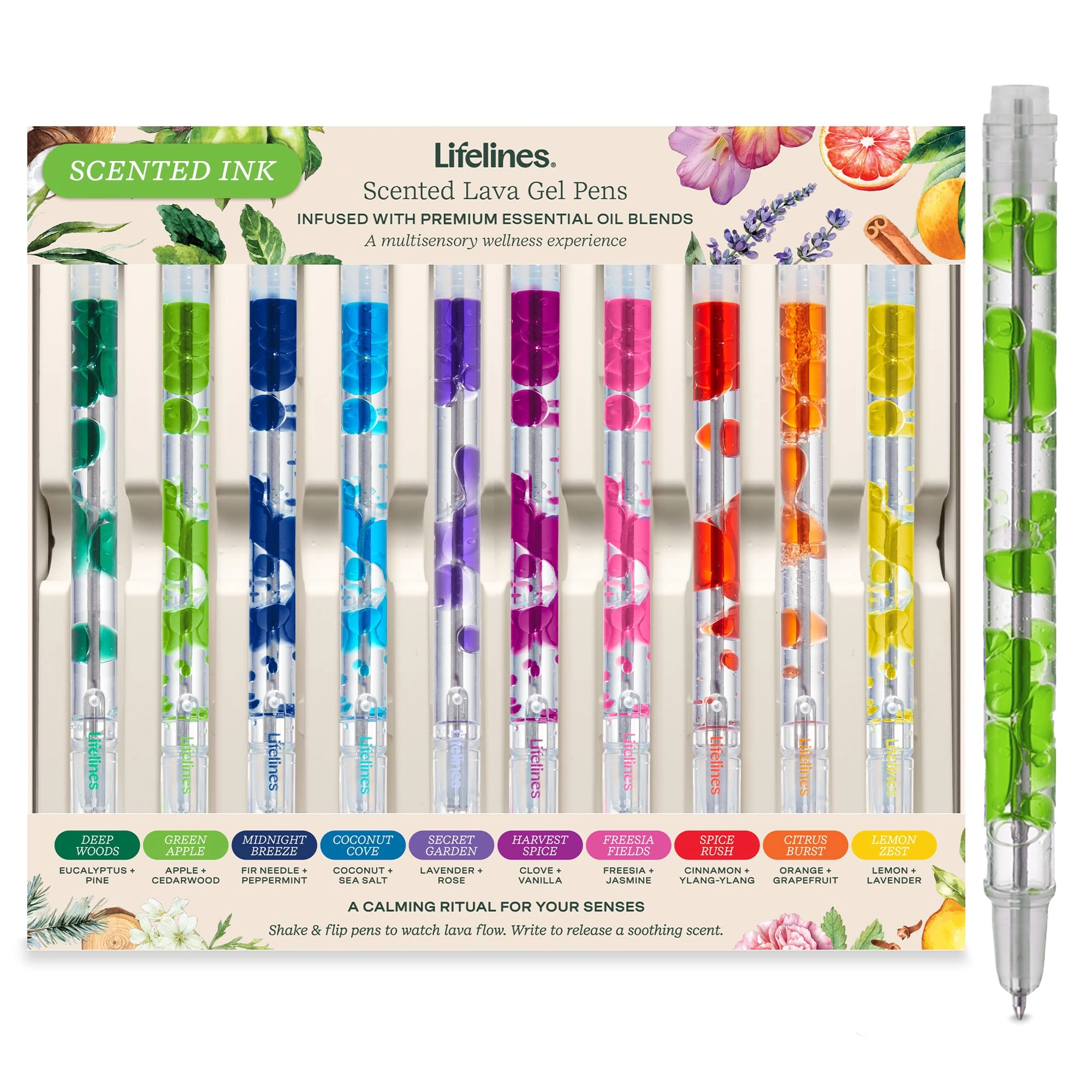 lifelines Scented Lava Gel Pen Set - 10-Pack 0.5mm