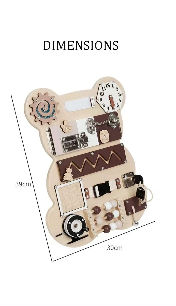 Bear Shaped Montessori Wooden Busy Board