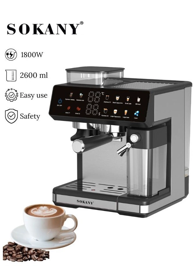 SOKANY SK-04032 - Fresh Grind & Brew Built-in Grinder Milk Frother