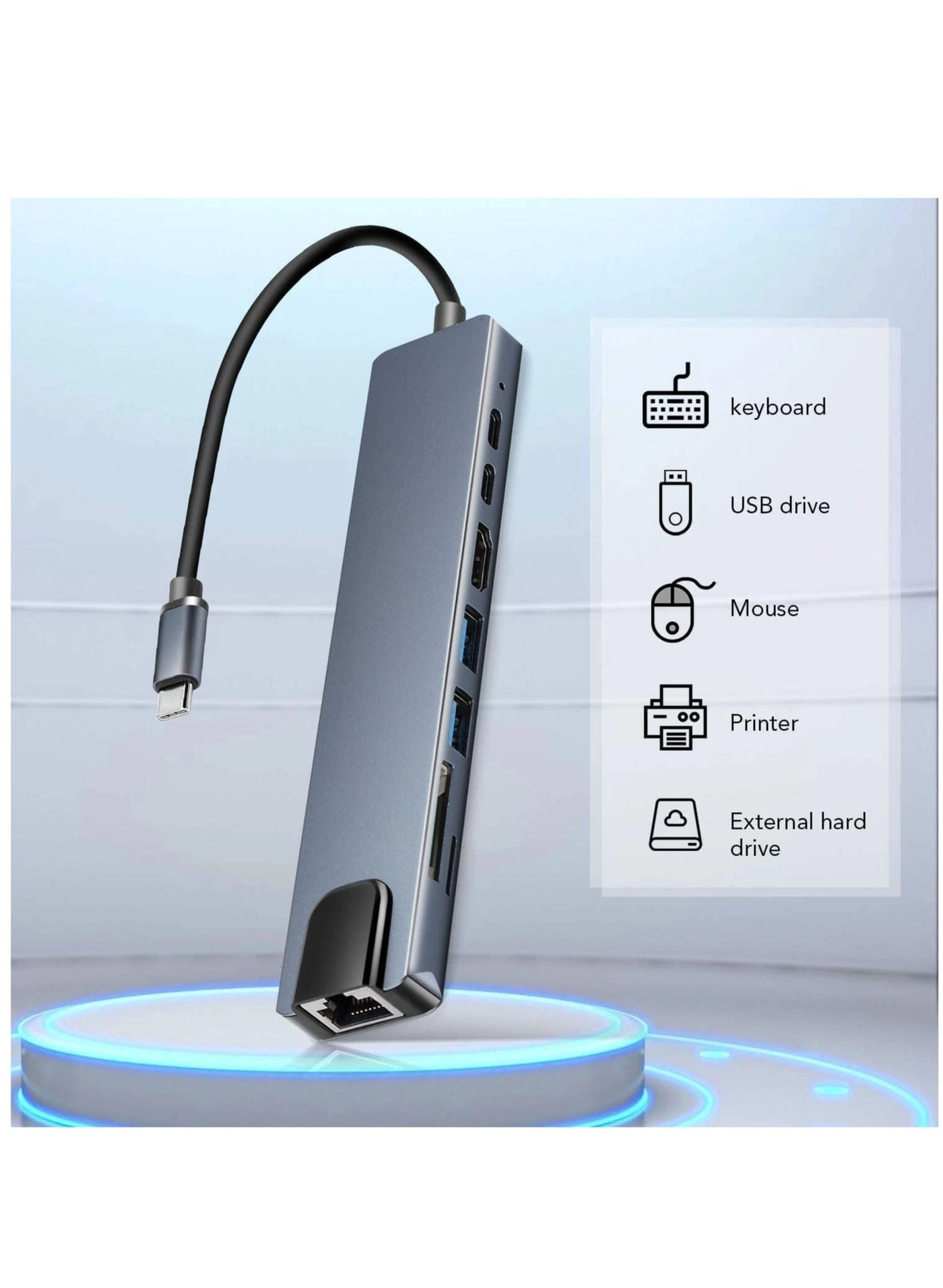 USB C 8 in 1 Hub