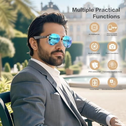 AI Smart Glasses - Bluetooth 163 Languages Anti-Blue Light