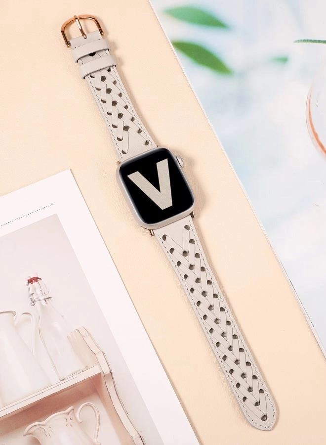 Leather Watch Band for Apple Watch Ultra/Series 8/7/6/5/4/3/2/1/SE (41/40/38/49/45/44/42mm)