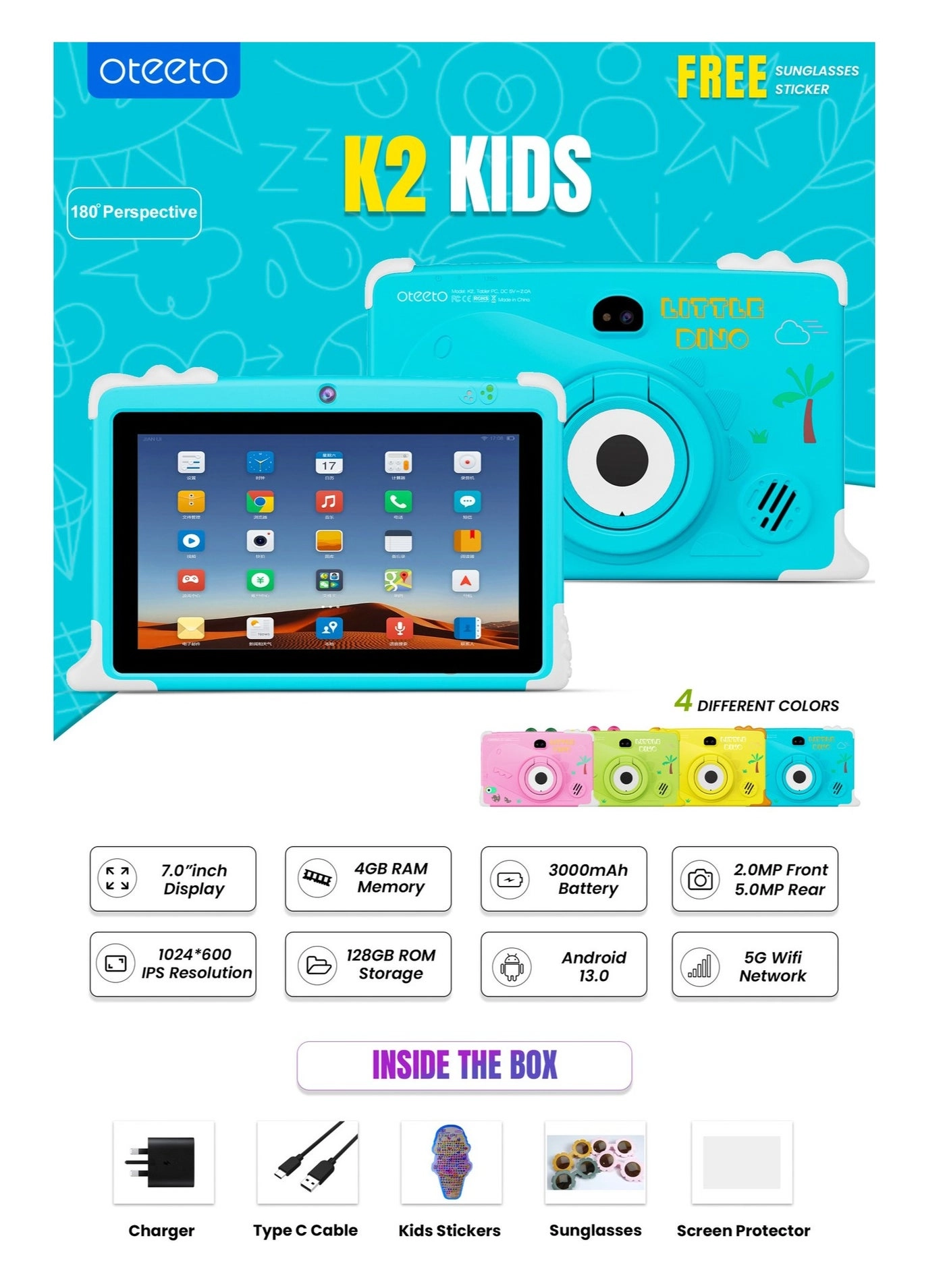 K2 Tablet - 4GB 7 Inch 128GB