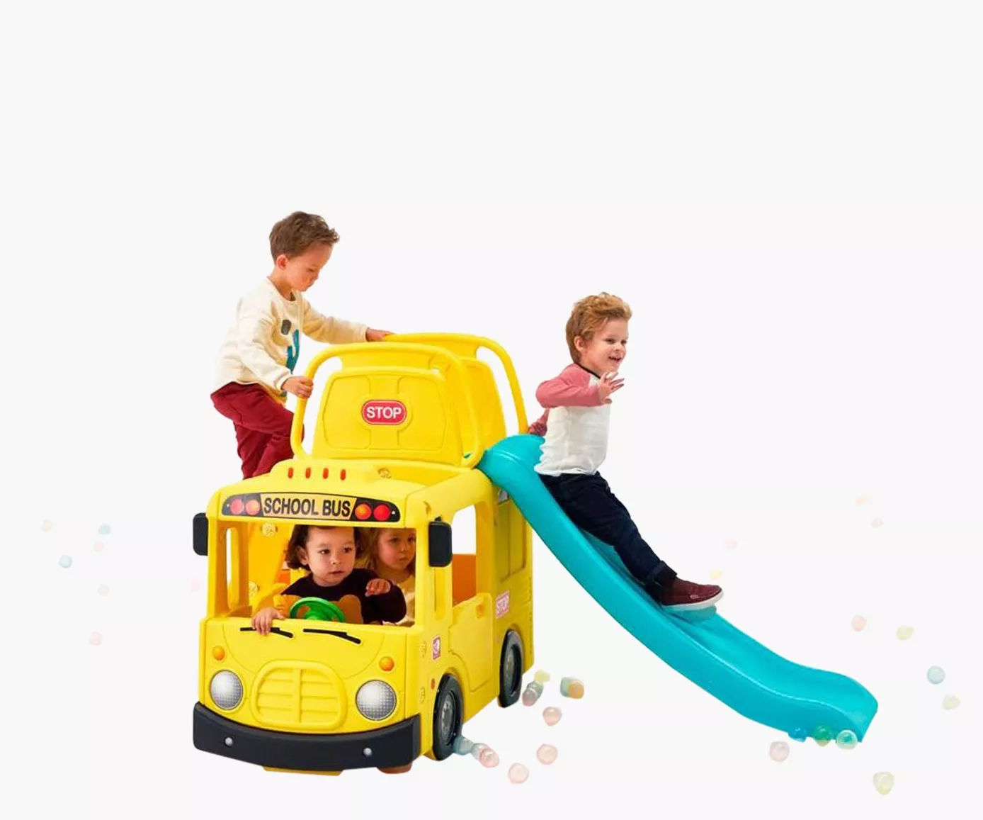 3-in-1 Little School Bus Slide Play Set - Yellow 2+