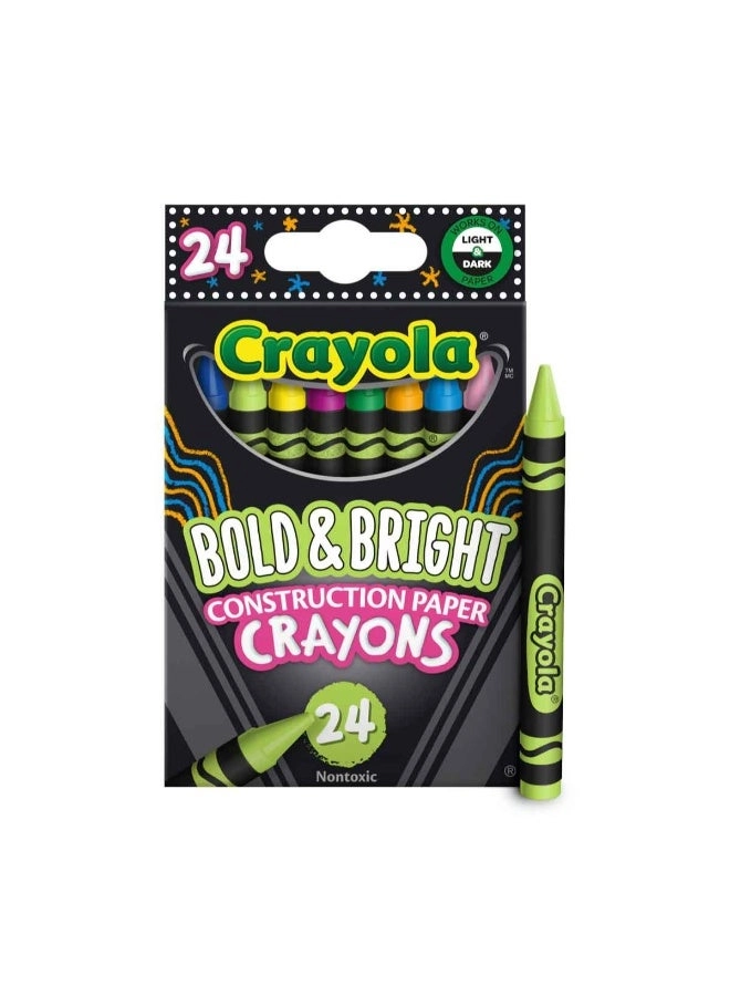 Construction Paper Crayons - Bold & Bright - 24 Pcs
