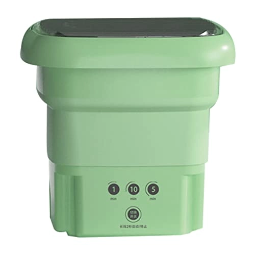 Portable Washing Machine Dryer Comb Folding Integrated Blue Ray Mini Underware Washer with Drain Pipe Basket for Apartment Camping (Green)