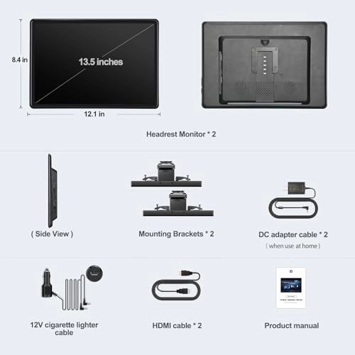 Android 13 Touch Screen Headrest Monitor - 13.5 inch