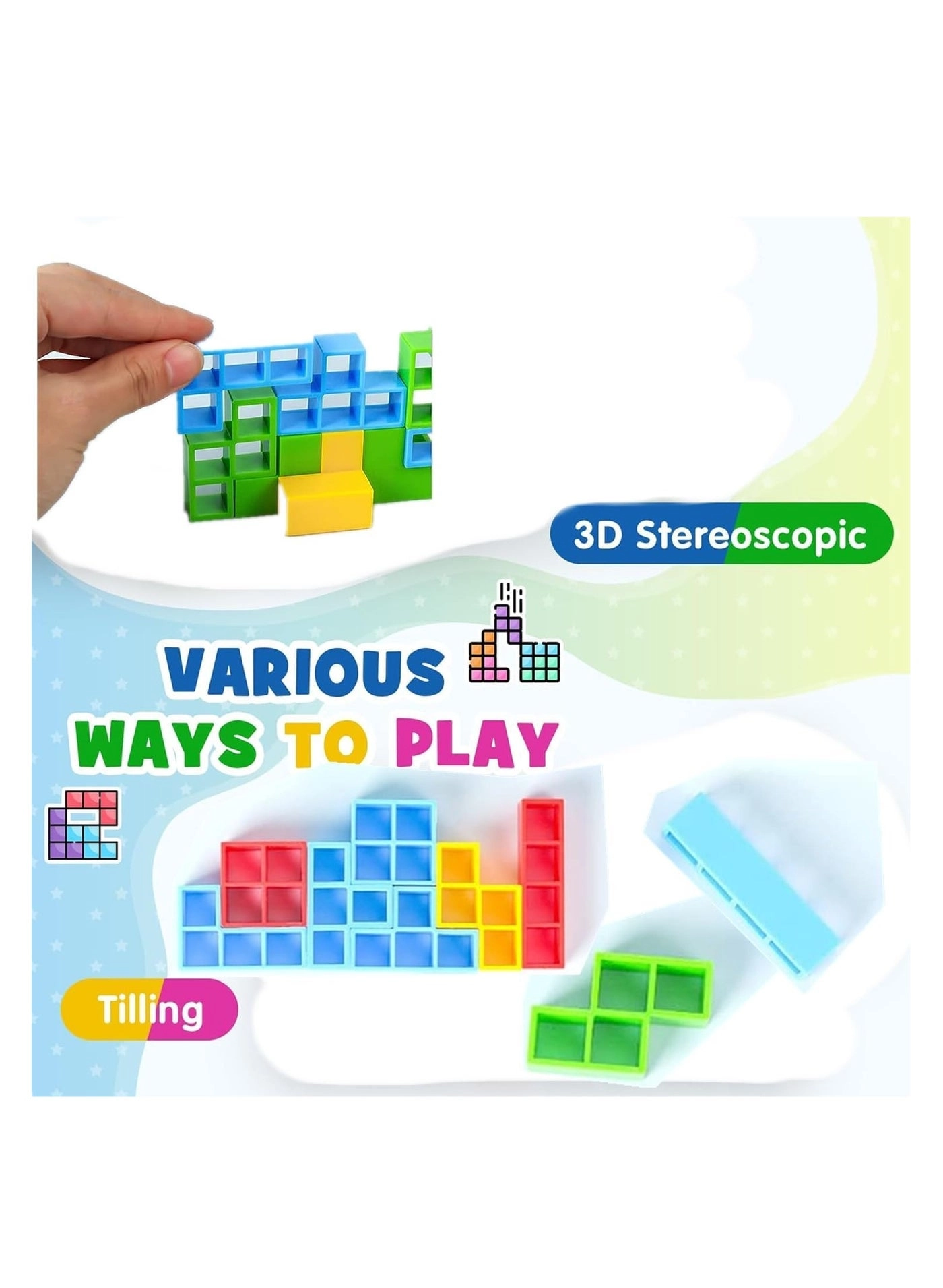 Tower Balance Game - 64Pcs 8 Shapes