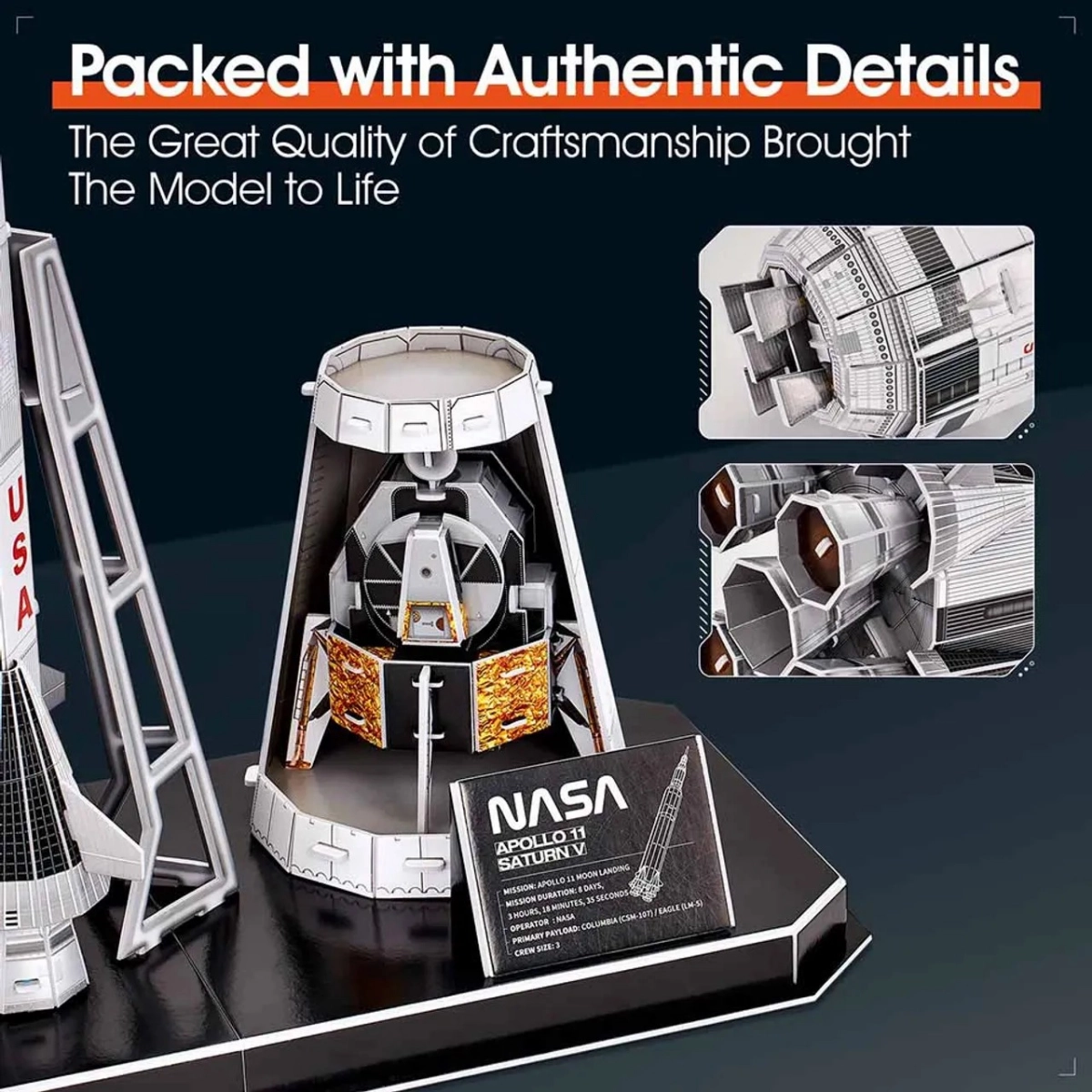 NASA Apollo Saturn V 3D Puzzle (ALGT-DS1059H) - 136 pcs