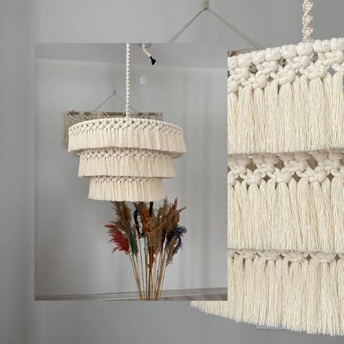 Bohemia Tassel Pendant Light - 24'' Leaf Beige