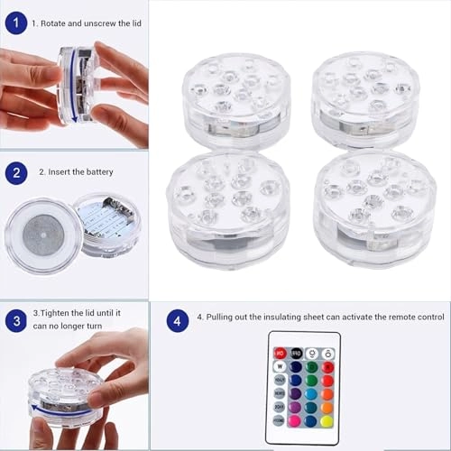 Boat Underwater Light - 4pcs 16 Static Colors 3 RGB Modes