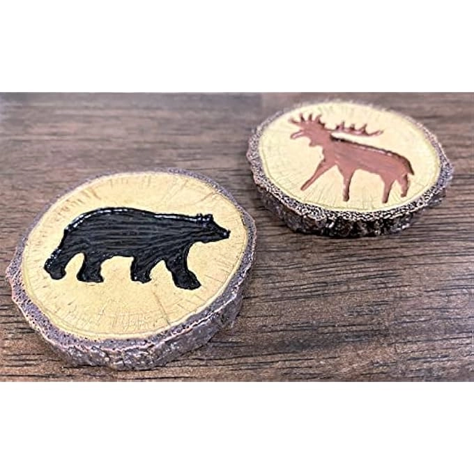 Tic Tac Toe - Rustic Wood Cut Log Bear and Moose Prints