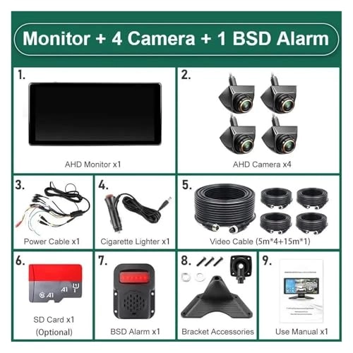 4 Channel Split Screen Car DVR - 10.36 Inch