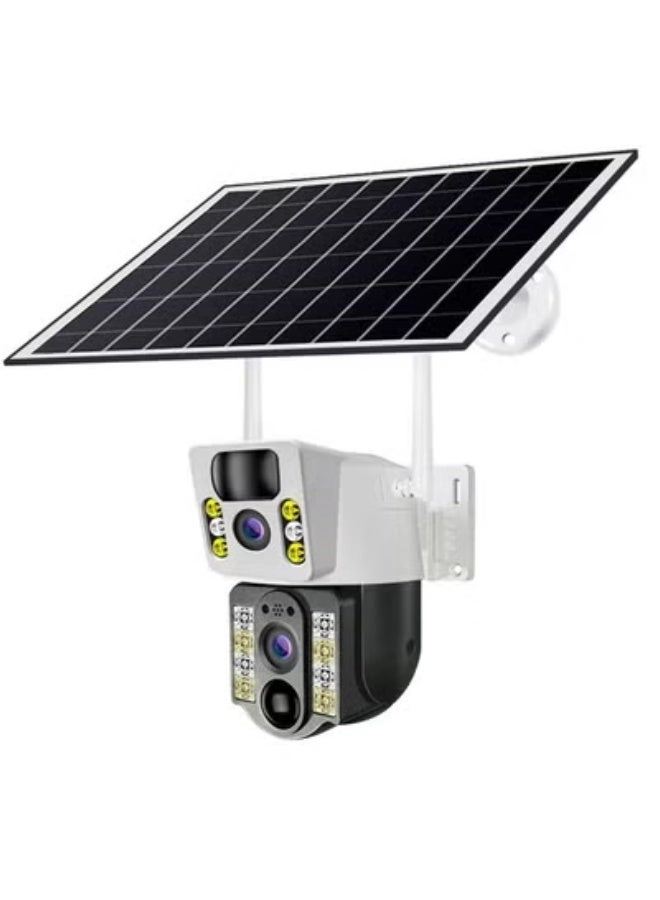 JAJEEK Dual Lens Solar-Powered WiFi Security Camera 4MP