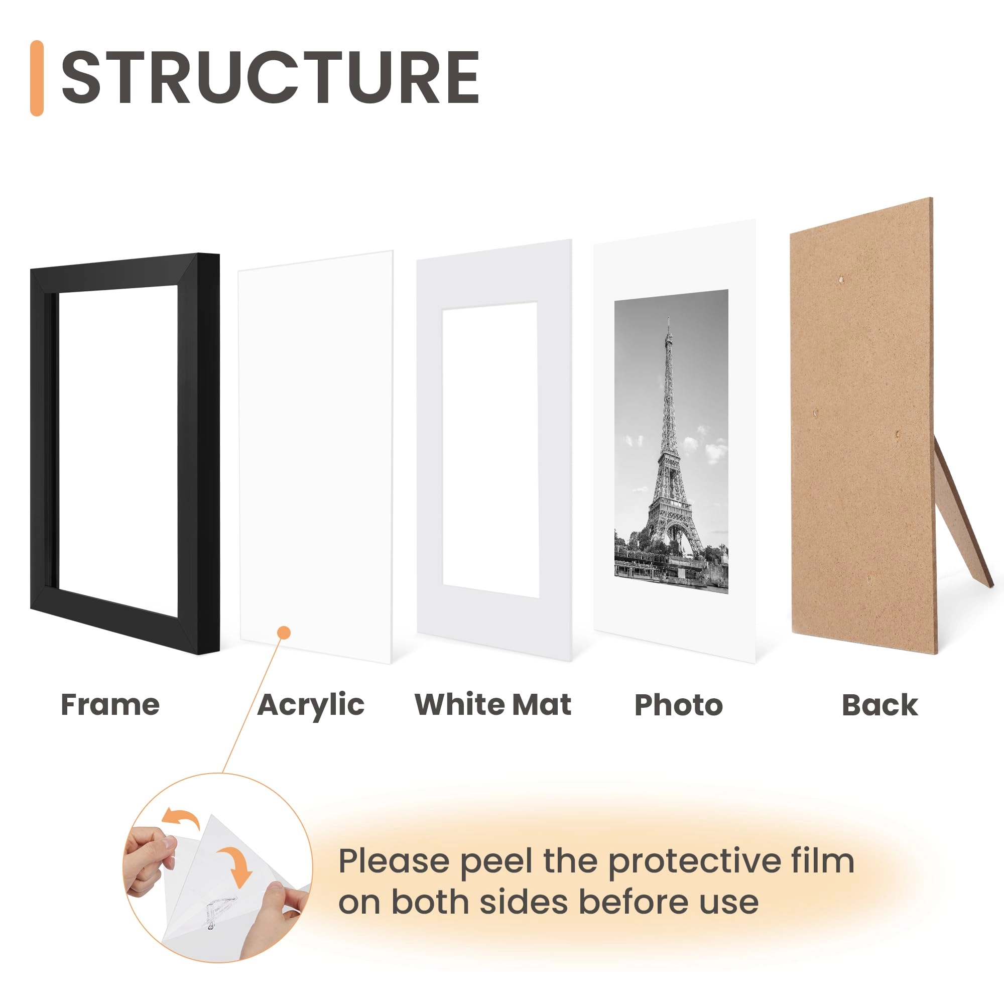10 Pack Picture Frames - 8x10, 5x7, 4x6