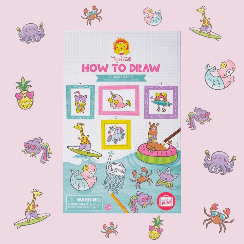 How to Draw - Summer Fun - HB and 9 coloured pencils Sharpener Eraser