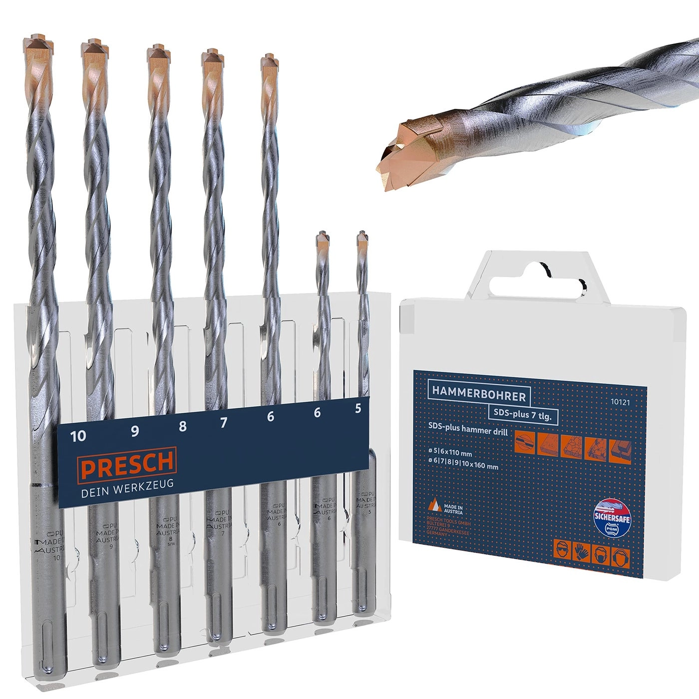 PRESCH SDS-Plus Carbide Drill Bit Set - carbide 7 pcs 5-10mm
