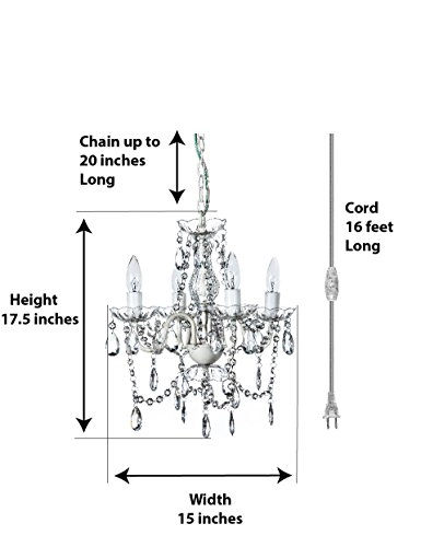 Original Plug-in 4 Light Hanging Swag Chandelier - 20 inches 23 inches