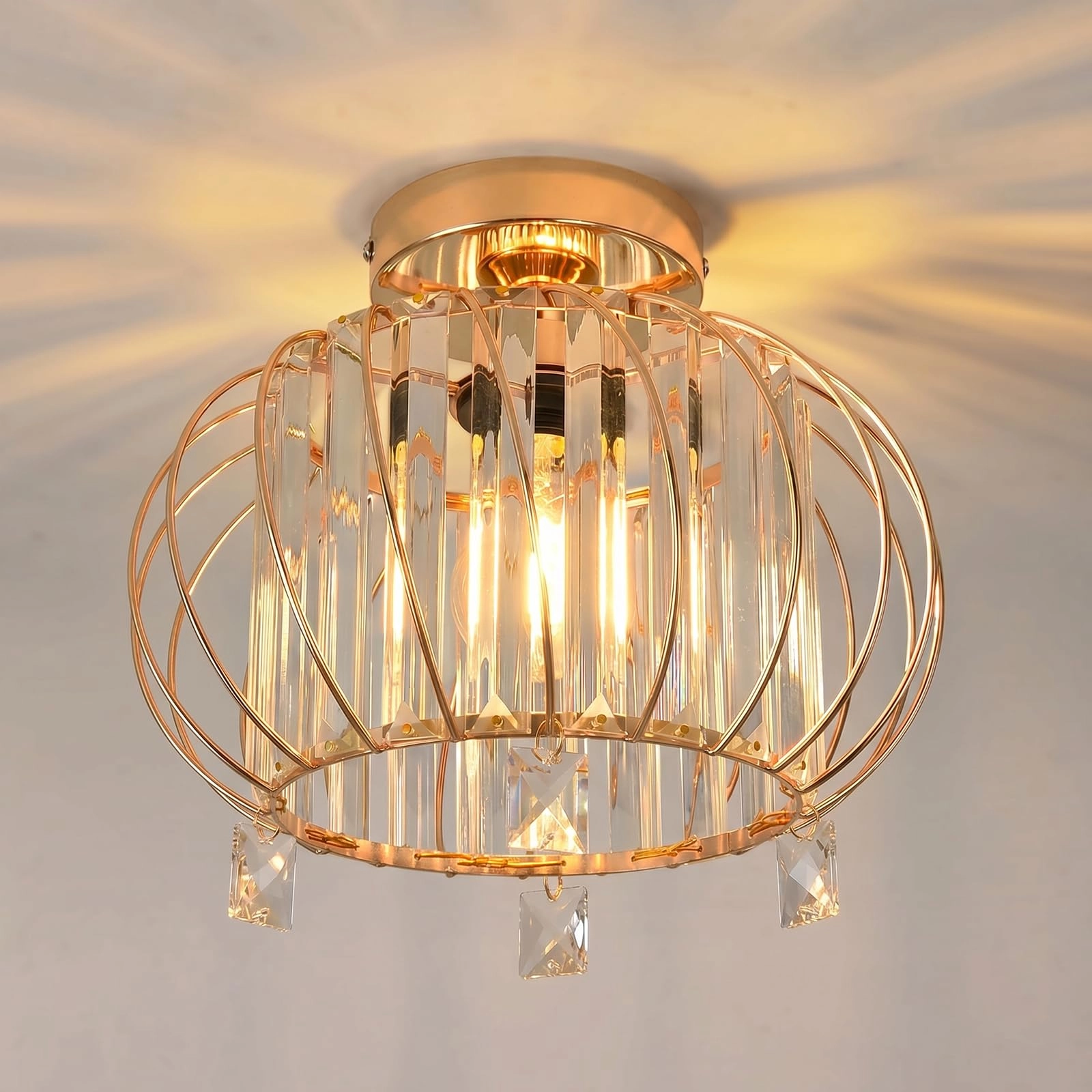 ANWIO Crystal Ceiling Lamp - E27 Gold 28cm