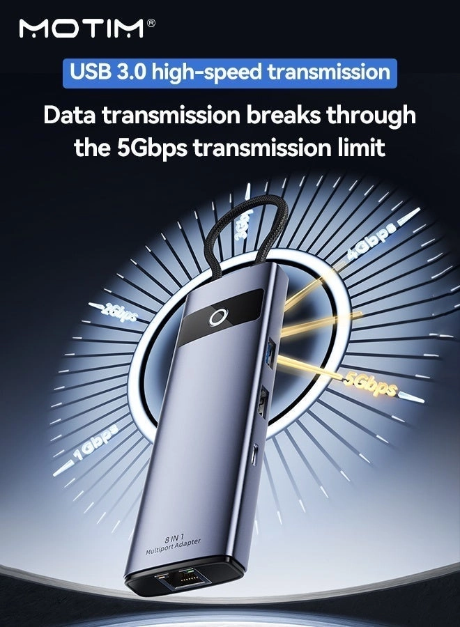 7-in-1 USB-C Hub Dock - USB 3.0 5Gbps 100W PD 4K@30Hz